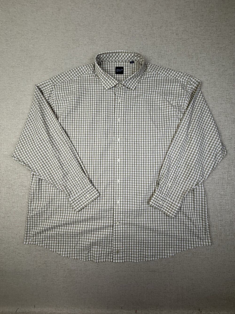 Johnnie-O Performance Shirt Men’s 4XB Big Beige Gingham Stretch Button Up